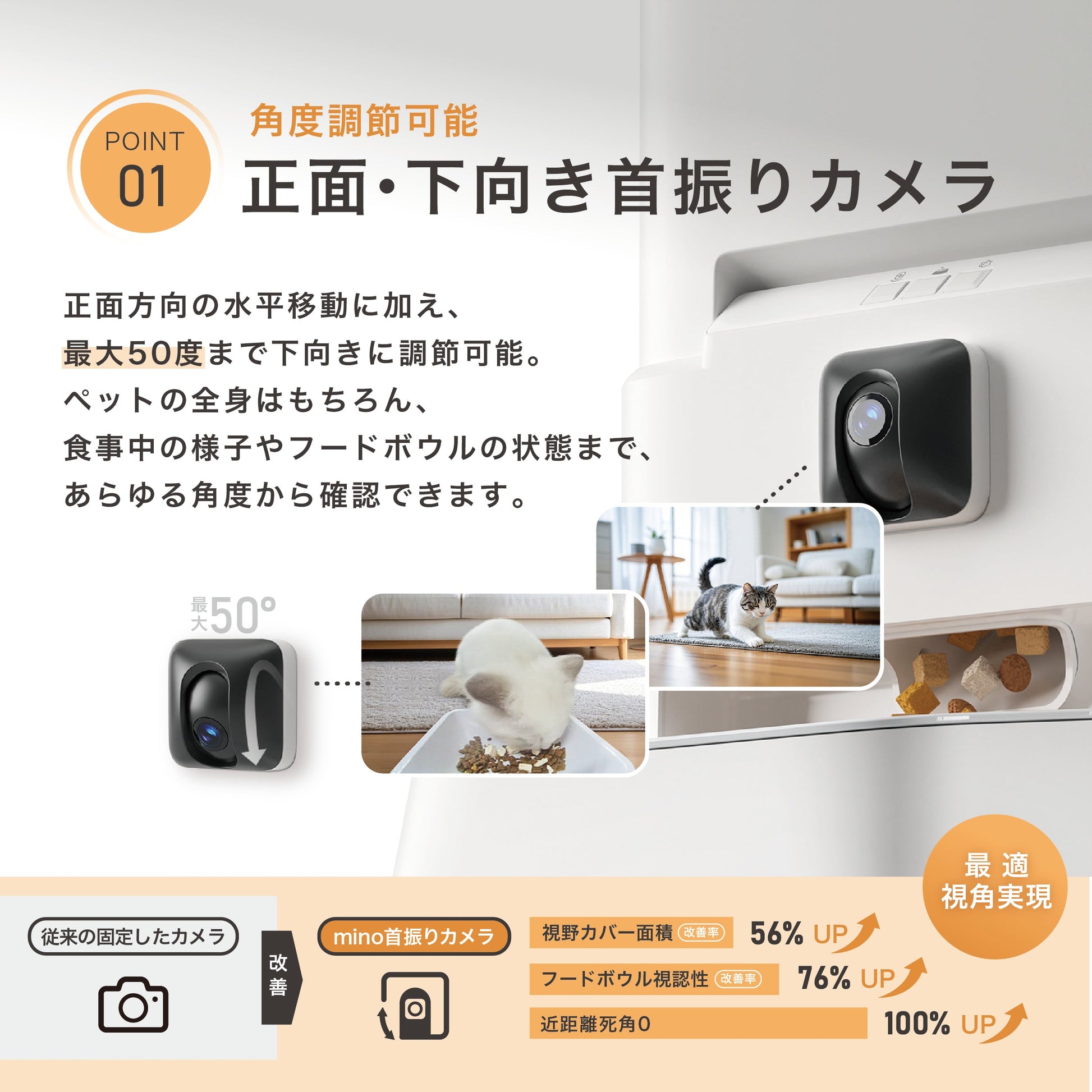 mino 首振りカメラ付き 自動給餌器 猫 犬用 mino Online Store